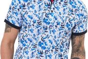 Joe Browns Men's Polo Shirt Short Sleeve with Contrasting Collar, Floral Print Polo Shirt  Size XXL