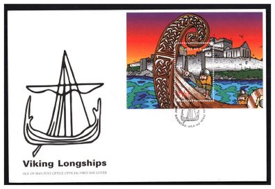 1998 Isle of Man Viking Longships Commemorative Stamp Miniature Sheet First Day Cover (FDC)