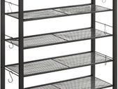 _Shoe rack, shoe organizer with 2 drawers and 4 compartments, for 14 pairs of shoes, in the entrance area, living room, bedroom, vintage brown-black