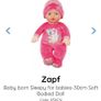 Zapf Baby born Sleepy for babies-30cm pink Soft bodied doll EUC Image 3