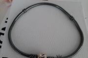 new genuine pandora oxidised bracelet with silver clasp