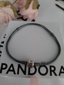 new genuine pandora oxidised bracelet with silver clasp