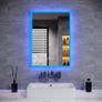NEW SALE | Backlit Bluetooth Bathroom Mirrors with Shaver Socket, 500 x 700 mm Illuminated Wall Mounted Bathroom Vanity Mirror with LED Lights and Demister Pad, Blue Atmosphere Light LED Smart Mirrors Image 2