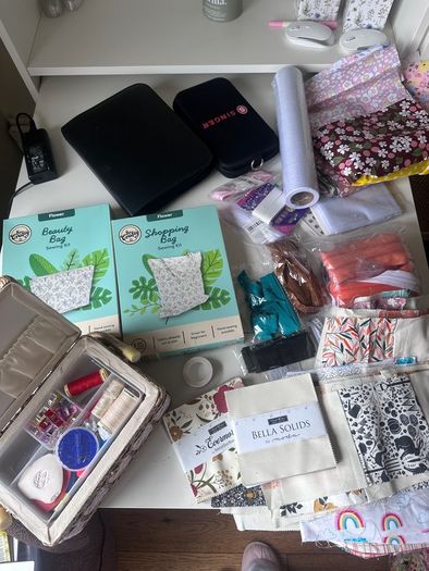 Sewing Machine and huge accessories/fabric bundle