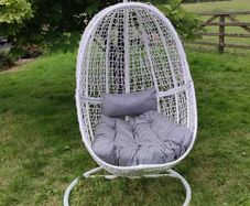 Hanging Egg Chair Rattan Style Cushion & Metal