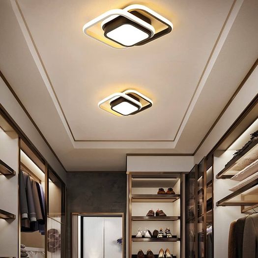 NEW SALE | Modern Ceiling Light LED Elegant Squares LED Ceiling lamp Nordic Fashion White Black Ceiling Lights Fixture for Aisle Stairs Hallway Porch Kitchen Bedroom Living Room - Warm White Light 21W