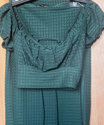 Pink Vanilla Bottle Dark Green Textured Waffle Co-ord Set - Size XS/UK 8