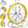 Fish Tape Fiberglass, 425 ft, 6mm, Cable Running Rod, Duct Rodder Fishtape Wire Puller with Steel Reel Stand, 3 Pulling Heads, Fishing Tools for Walls and Electrical Conduit, Non-Conductive Image 2