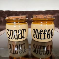 Set of 2 Vintage TG Green Granville Earthenware Kitchen Storage Jars dating from the 1960s to 70s