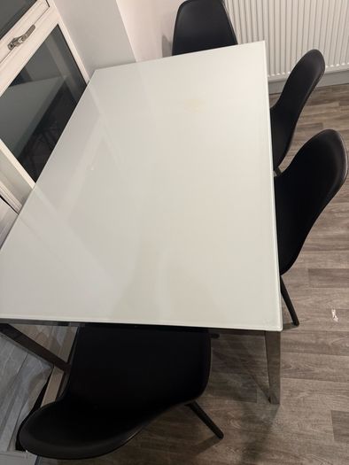 Ikea Torsby White Dining Table plus 4 beautiful Black chairs