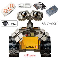 687PCS Disney Pixar WALL E Motorized High-tech APP RC Robot Motor Power Functions Building Block For Children Toys Gift