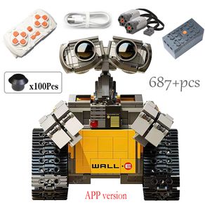 687PCS Disney Pixar WALL E Motorized High-tech APP RC Robot Motor Power Functions Building Block For Children Toys Gift