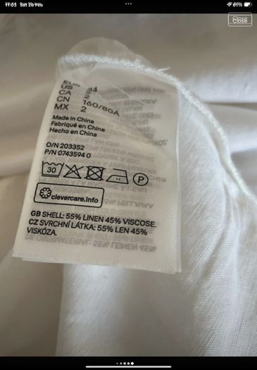 dress bnwt H&M white linen dress oversized uk 6 fit 8/10 shirt dress