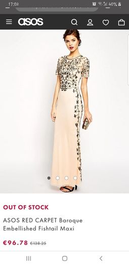 ASOS Red Carpet Baroque Embellished Fishtail Maxi dress gown - 10