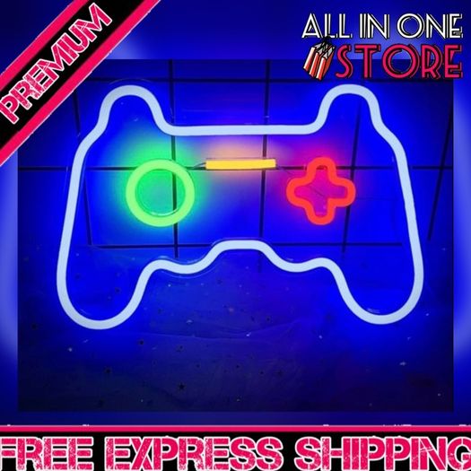 Game Neon Sign(16"x10.8"),Cisteen Gamepad Neon Light Sign with Acrylic Board, USB Powered Led Wall Light Decorations,Gaming Neon Lights for Bedroom,Game Room,Man Cave,Bar,Party (FREE POSTAGE)