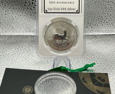 1oz Fine 999 Silver Bullion 50th Anniversary Krugerrand 2017 Coin with COA.
