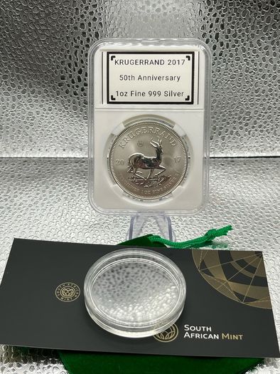 1oz Fine 999 Silver Bullion 50th Anniversary Krugerrand 2017 Coin with COA.
