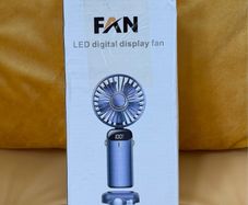 Portable LED Digital Display Handheld Fan (Blue) 5 Speed