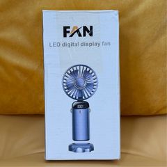 Portable LED Digital Display Handheld Fan (Blue) 5 Speed