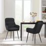Dining Chair Set of 2 with backrests, Thick Padded Seat armchairs, Easy-Clean Faux Leather and Linen, Sturdy Metal Legs kitchen chairs for Dining and Living Room(Black) Image 8