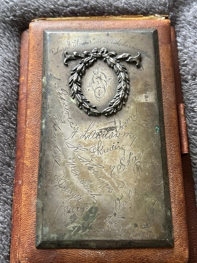 Silver vintage leather-bound notebook