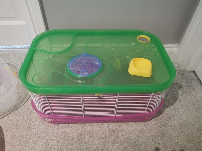 hamster cage and accessories