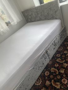 Grey velvet Double bed frame