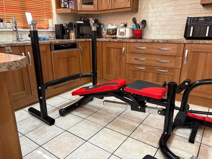 Fantastic Gym Weightlifting Set, Squat Rack, Bench, Preacher, Leg Developer, Weights, Bars + More!!