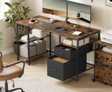 Computer Desk Office Desk  with 3 Shelves 2 Drawers 140 x 60 x 76 cm