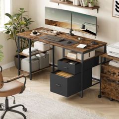 Computer Desk Office Desk  with 3 Shelves 2 Drawers 140 x 60 x 76 cm