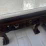 mahogany coffee table with beige marble top Image 7
