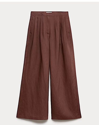 M&S linen wide trousers  utility waistcoat set
