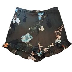 River Island high-waist satin floral shorts