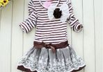 Bnwt Girls Stripe Corsage Lace Bow Dress  Age 110 Cm 4-5