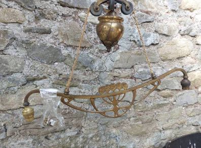 brass ceiling weighted light art deco design_ reduced