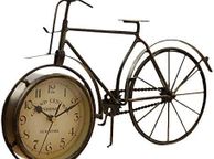 main image for ad Vintage Iron Bicycle Type Table Clock Non-Ticking Silent Retro Decorative Bike Clock for Living Room Study Room Cafe Bar Office Ornament Gifts Antique Copper-Colored