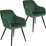 Set of 2 Dining Chairs with Armrests Padded Velvet - Free Delivery Nationwide Image 4