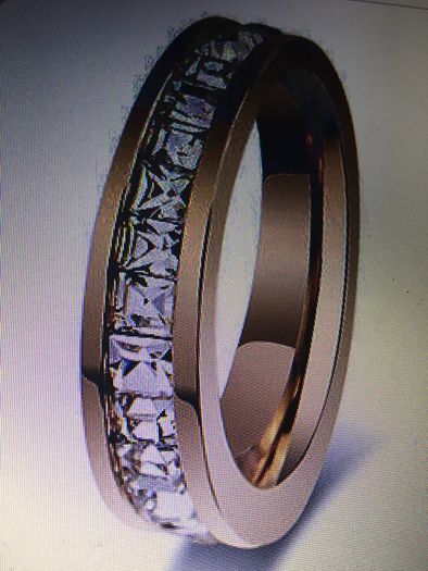Rose Gold Cz Titanium Steel Wedding Ring