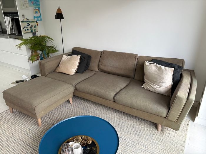 Grey 3 seater couch + ottoman