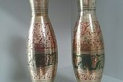 Enamel and Brass Vases