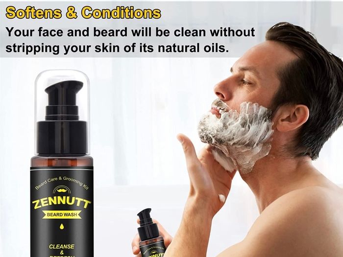 Beard Kit,Beard Growth Care Grooming Kit w/Beard Wash/Shampoo,2 Pack Beard Growth Oil,Beard Balm,Beard Brush,Beard Comb,Scissors,Beard Shaper,Best Beard Mens Gifts for Men Dad Him Christmas (FREE POSTAGE)