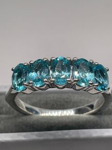Sterling silver ring with Paraiba Apatite.