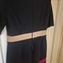 Navy colour block dress with pink and cream detail Image 4