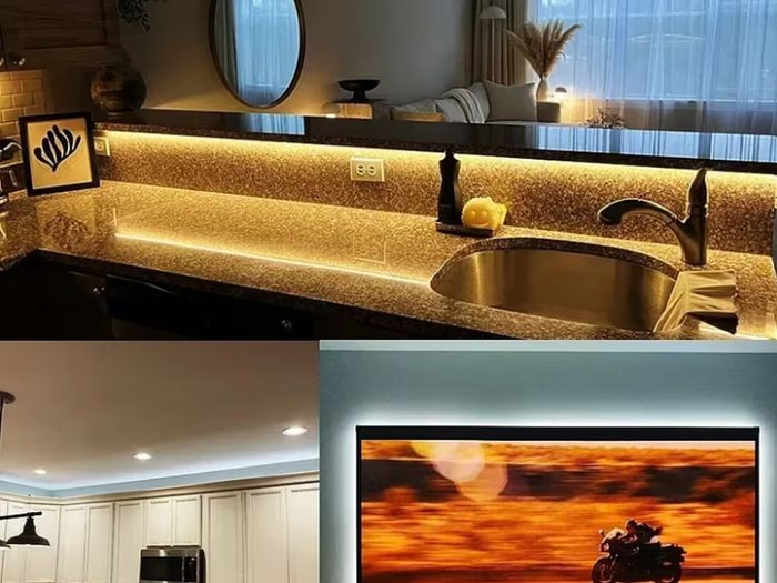 LQHZMYY 12V Hardwired COB LED High-Brightness Flexible LED Strip, Self-Adhesive And Cuttable, Suitable for Indoor, Mirror, Bedroom, Kitchen, Office Desk, Backlighting Lighting Lighting, Flexible Lighting LED Strip