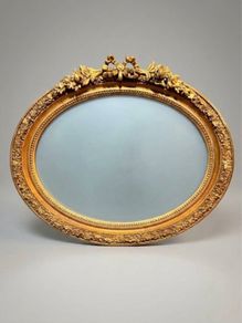 Elegant French Style Gilt Frame Oval Mirror with Bevelled Glass