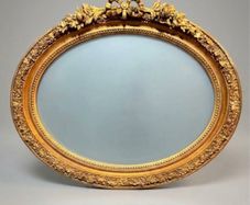 Elegant French Style Gilt Frame Oval Mirror with Bevelled Glass
