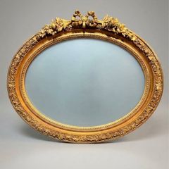 Elegant French Style Gilt Frame Oval Mirror with Bevelled Glass