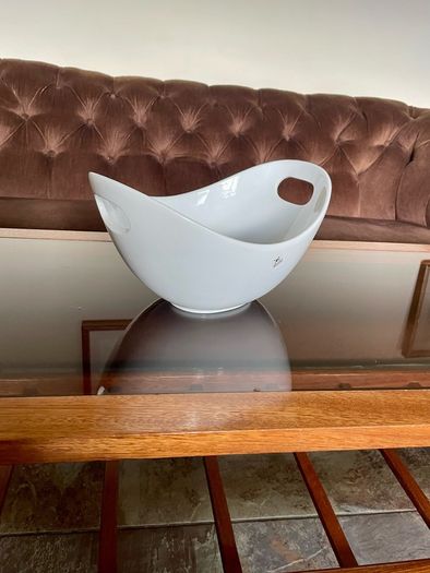 Pristine White Salad Sharing Bowl by Galzone Denmark with Handles