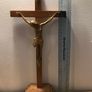 Crucifix + Pair of Glass Candlesticks Image 3