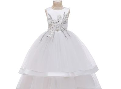 New Girls Bridesmaid Wedding Elegant Party Gown Tutu Princess Dress size 12-13yrs